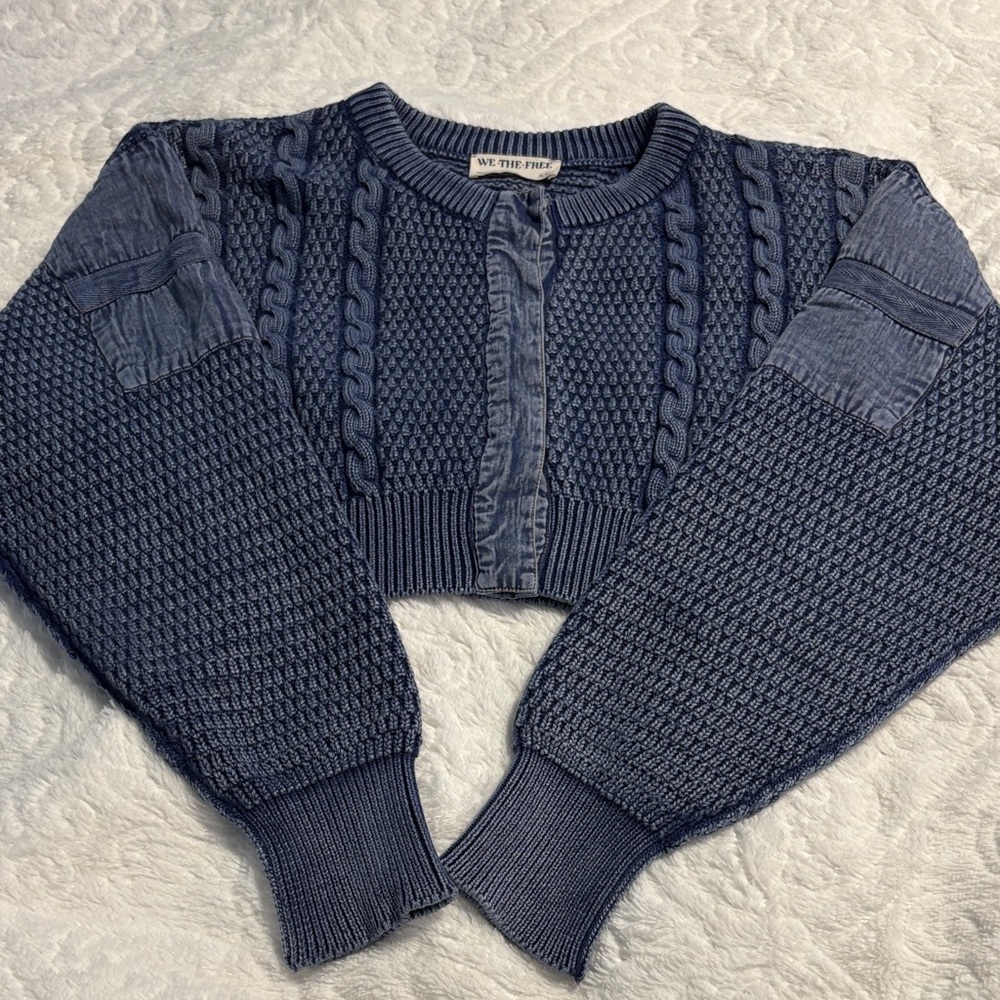 We The Free Indigo Textured Cardigan